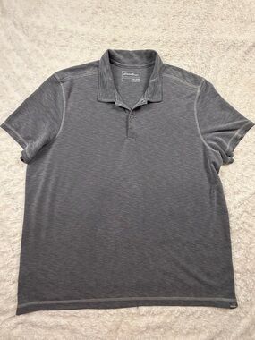 Eddie Bauer Men's Heather Gray Short Sleeve Polo